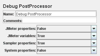 Debug PostProcessor のコントロール パネルのスクリーンショット