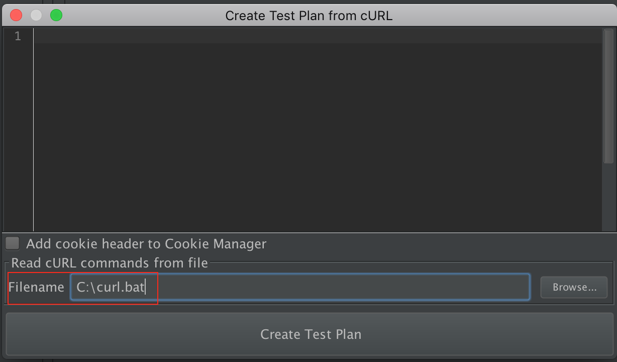 図 2.2 - ファイルから curl コマンドを入力