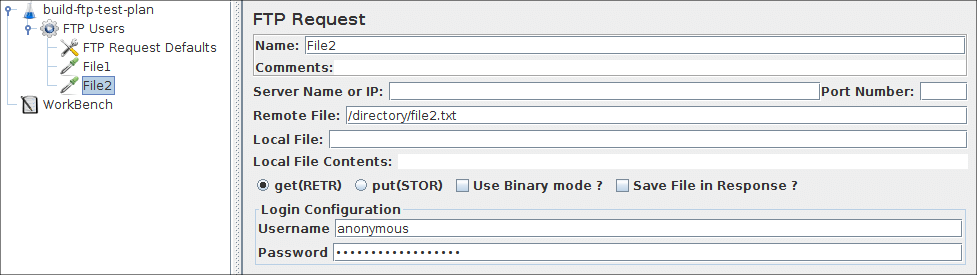 
図 7.6。 file2 の FTP リクエスト