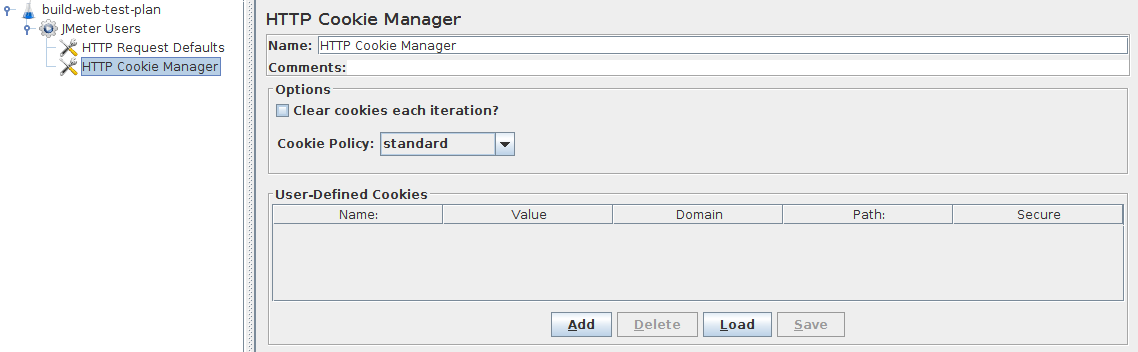HTTP Cookie Manager のコントロール パネルのスクリーンショット