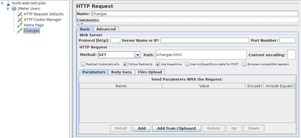 
図 4.7。 JMeter 変更ページの HTTP リクエスト