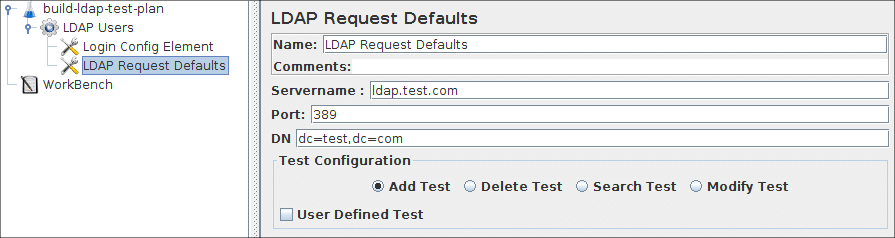 
  図 8a.3 テスト計画の LDAP デフォルト